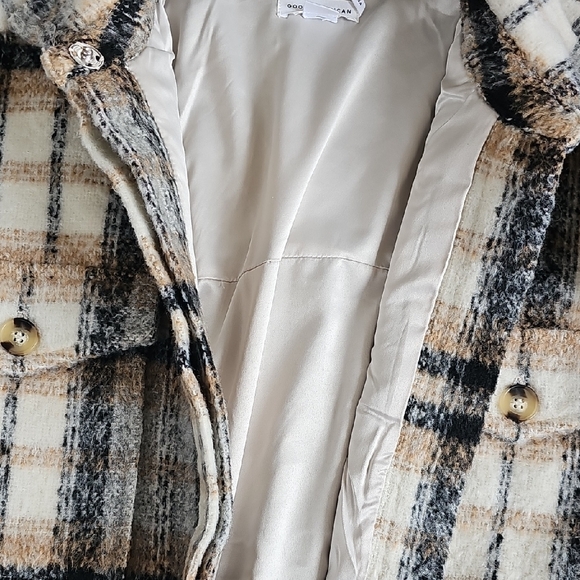 Good American Neutral Plaid Shacket Size 00/0 - Picture 11 of 11